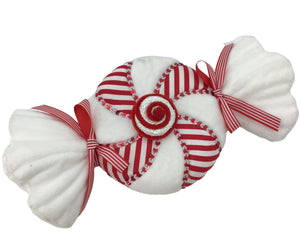 White with Red and White Swirl Candy