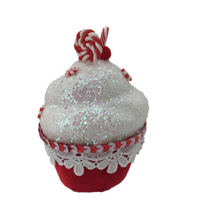 White Cupcake with a swirl candy as a topper