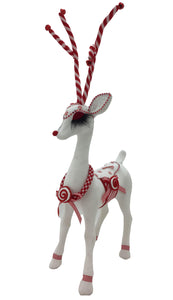 White Reindeer with Red Candy Cane Features