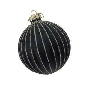 Black Lined Round with Silver Trim Bauble