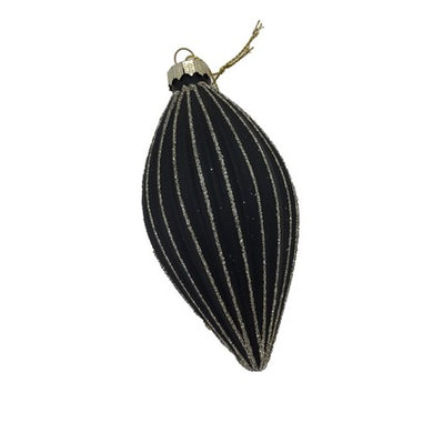 Black Lined Finial with Silver Trim Bauble
