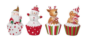 Stripped Cupcake with Peppermint Themed Reindeer as a Topper
