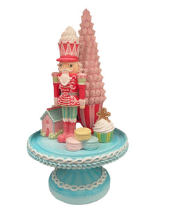 Candy Scene with Nutcracker on Cake Stand