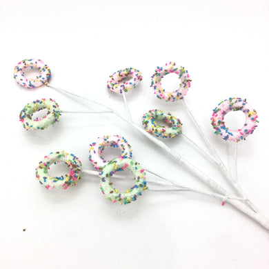Pale Candy Pink donuts with coloured Sprinkles Bauble Spray
