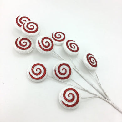 White and Red Twirl Round Candy Spray