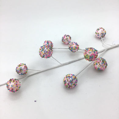 Pale Candy Pink with coloured Sprinkles Bauble Spray