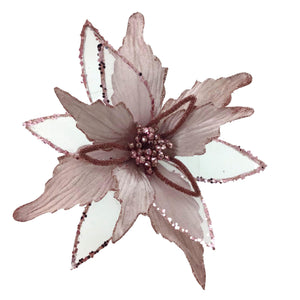 Pale Pink Petal Poinsettia with  Glitter Edging