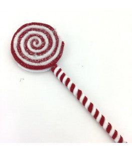 Red and White Stripped Lollipop on a Pick