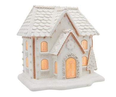 White Iced LED Gingerbread House - Large