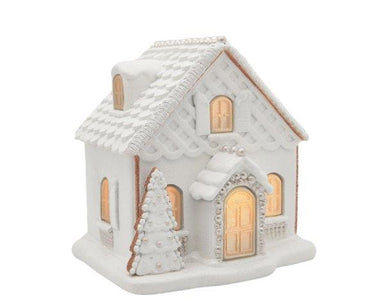 White Iced LED Gingerbread House - Medium