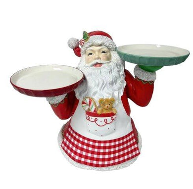 Peppermint  Candy Cane Santa Bust Holding 2 plates