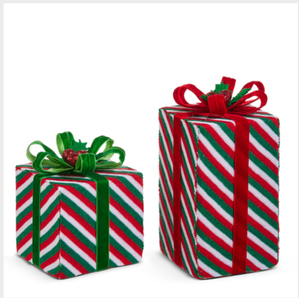 Red and Green Striped Christmas Packages