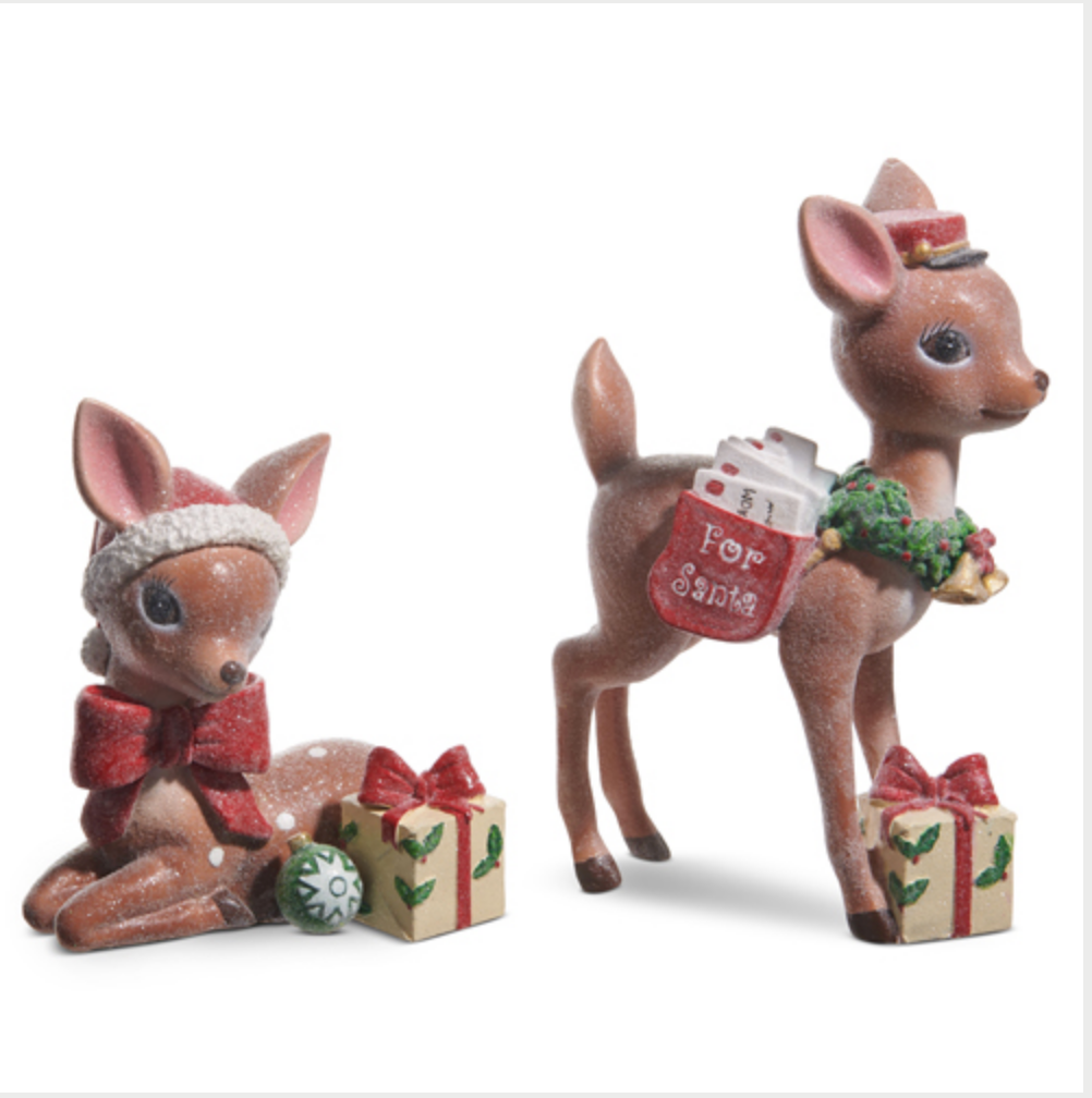 Vintage Set of Two Festive Reindeer