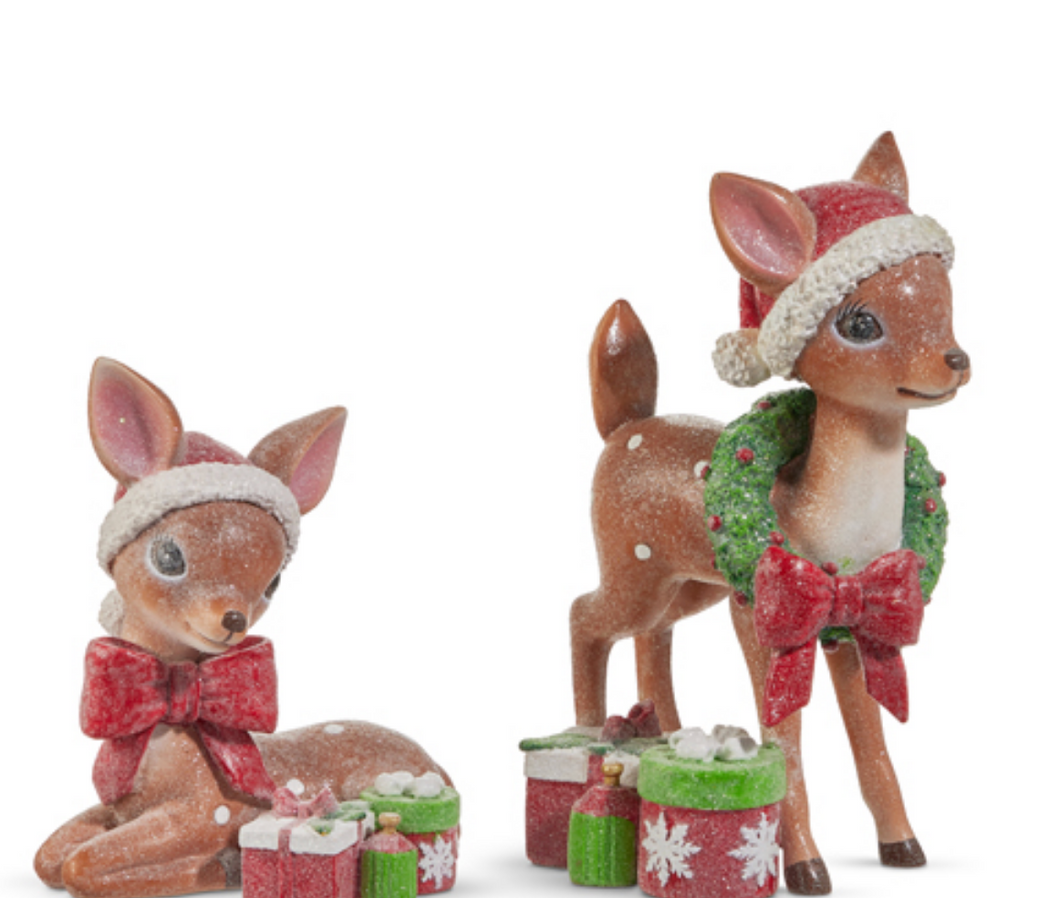 Vintage Set of Two Festive Reindeer