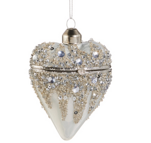 White Coloured with Gold Embellishment Hanging Heart ornament