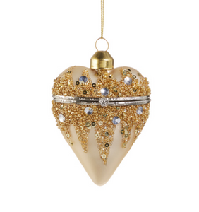 Champagne Coloured with Gold Embellishment Hanging Heart ornament