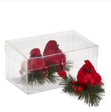 Red Cardinal on Greenery Clip On Ornament