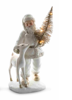 Winter Wonderland - Santa holding a Light up Tree with a Reindeer
