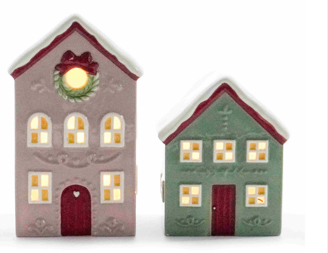 Candy Cane LED Pastel Green House  - Small
