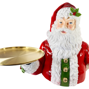 Santa dressed in Traditional Suit - Santa Bust Holding Gold Platter