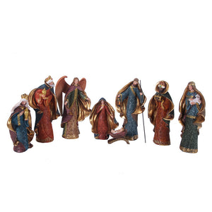 Traditional Coloured 8 Piece Nativity Set