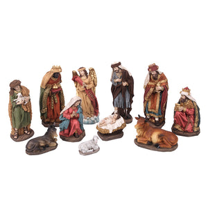 Traditional Coloured 11 Piece Nativity Set