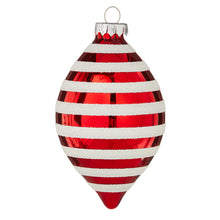 Load image into Gallery viewer, Red and White Stripped Finial Shape Hanging Baubles