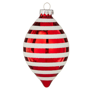 Red and White Stripped Finial Shape Hanging Baubles