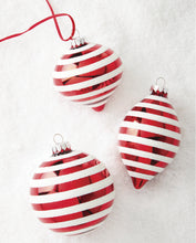 Load image into Gallery viewer, Red and White Stripped Onion Shape Hanging Baubles