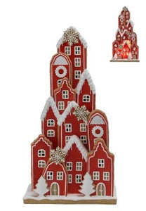 Red Gingerbread Village LED House