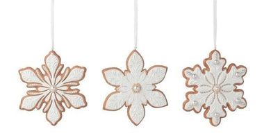 Gingerbread Frost Hanging Snowflake White Solid Petal Decoration