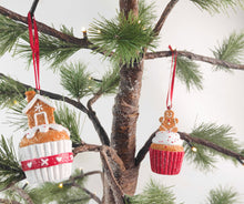 Load image into Gallery viewer, Gingerbread Boy Cupcake Hanging Decoration ( With Gingerbread Boy)