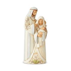 Jim Shore - White Woodland - Mary and Joseph with baby Jesus