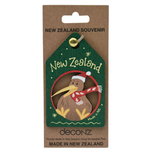 New Zealand Made Eco Hanging Decorations - Kiwi with Words New Zealand