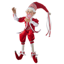 Load image into Gallery viewer, Posable Red and White Peppermint Posable Elf