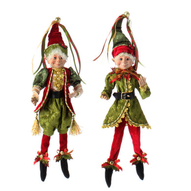 Red Posable Christmas Elf- Wearing Bloomers and Red Vest Coat