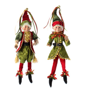 Red Posable Christmas Elf- Wearing Bloomers and Red Vest Coat