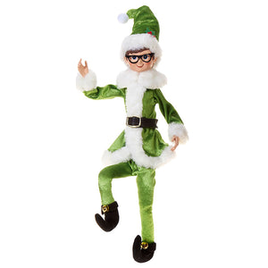 Santas Christmas Elf- Wearing Apple Green Outfit
