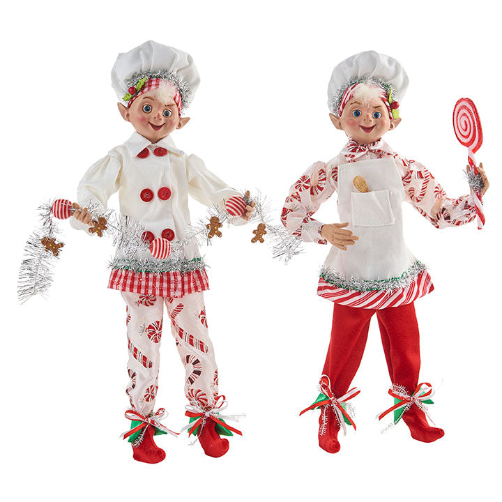 Candy Cane Peppermint Posable Chef Elf