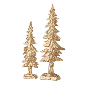 Gold Resin Christmas Trees - Set of 2.