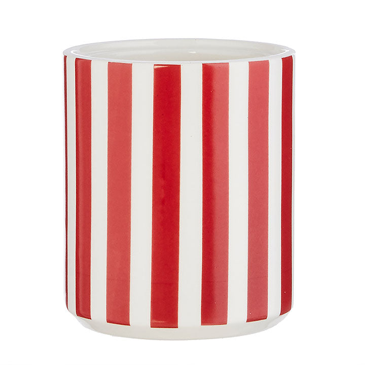 White and Red Stripped Christmas Vase - Small