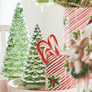 Green Christmas Trees with a snowy finish- Set of 2.