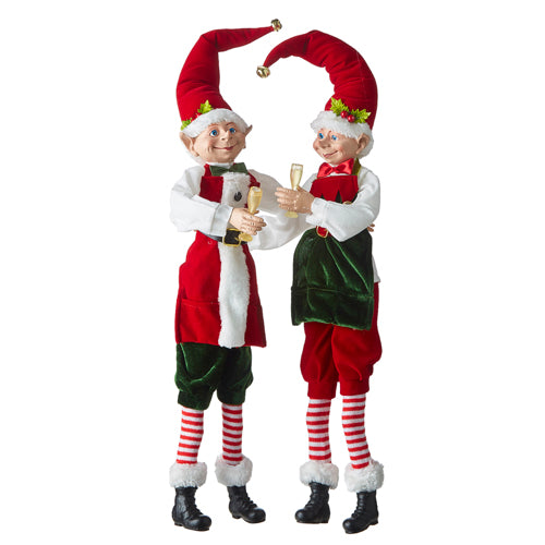 Posable Elf Holding Champagne Glass -24 inches