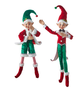 Posable  Fun Elf - Dressed in Red and Green