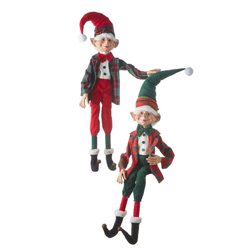 Traditional Posable Elf - Tartin Themed - 30 inch