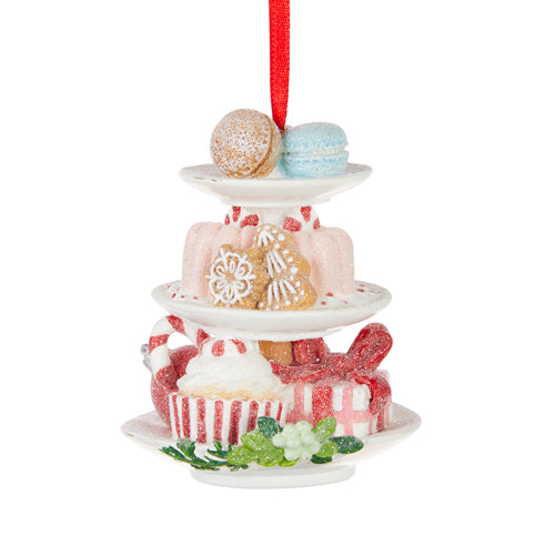 Three Tier Cake Plate with Christmas treats - Hanging Ornament