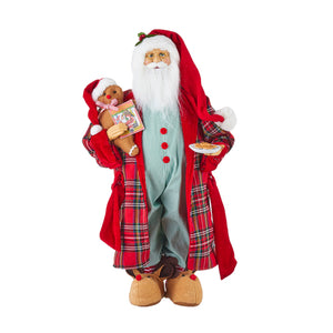 Bedtime Santa in Dressing Gown with a Plate of Cookies