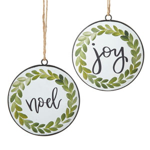 Joy and Noel Christmas Disc - Hanging Ornament