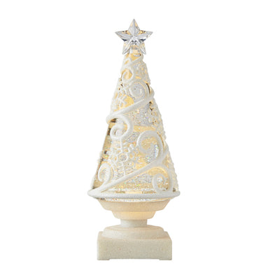 Embossed Table Top Tree which Swirls Glitter and Lights up.