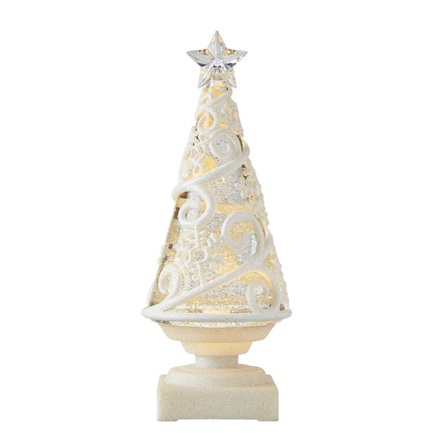 Embossed Table Top Tree which Swirls Glitter and Lights up.